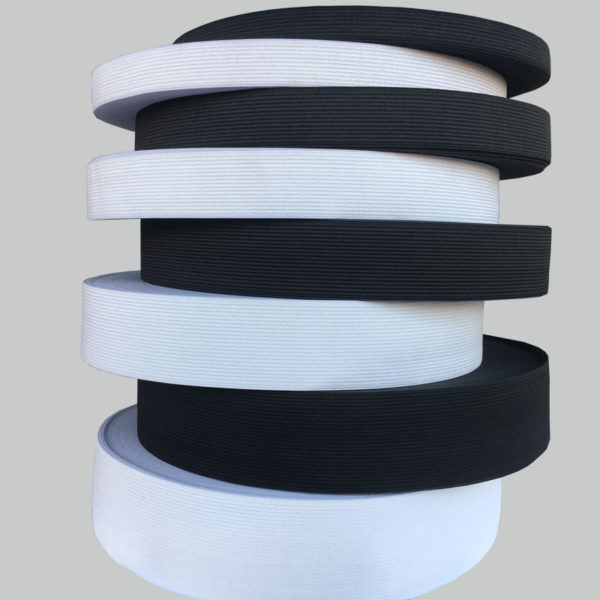 Black and white crocheted plain elastic jacquard knit elastic belt-2