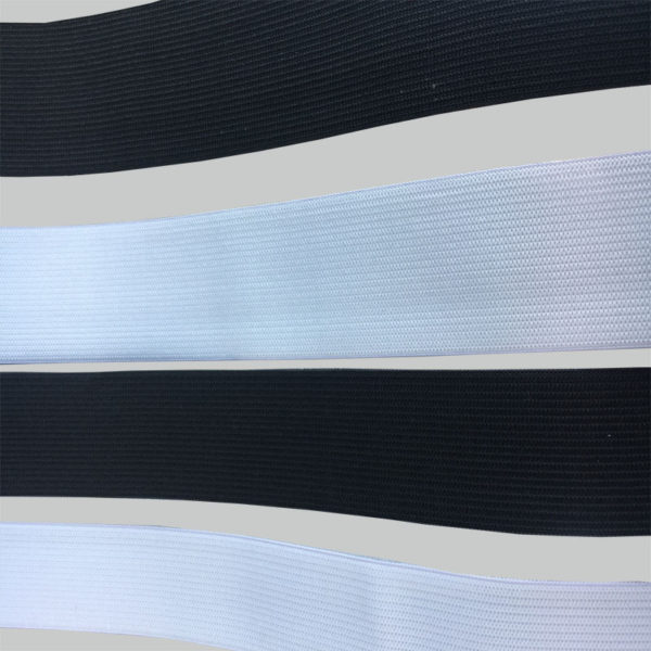 Black and white crocheted plain elastic jacquard knit elastic belt-4