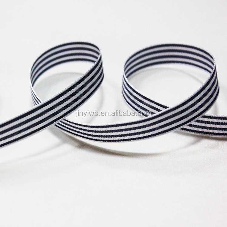 2/5" Black & White Taffy Striped Grosgrain Ribbon - 100 Yards - GINYI Made
