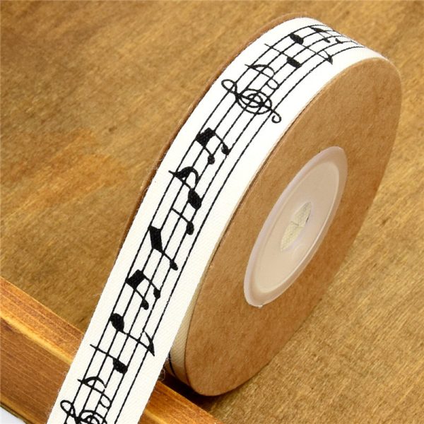 New printed music character cotton ribbon-5